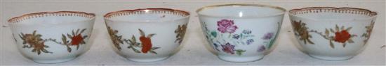 Four Chinese export enamelled teabowls, Qianlong period, 7.5cm